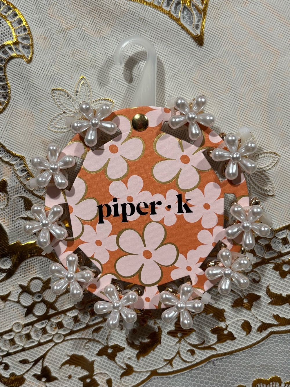 Piper K Pearl Flower Mini Claw Hair Clips Pack Set of 10